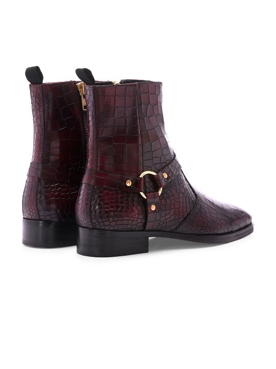 MILLE DOLLARI Men Textured Leather Frontier Boots