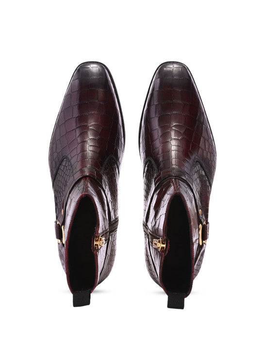 MILLE DOLLARI Men Textured Leather Frontier Boots