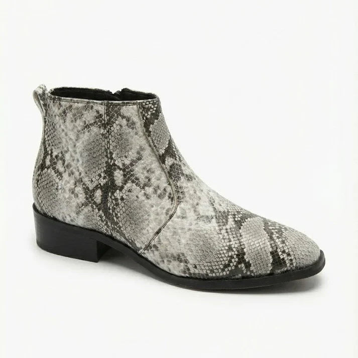 TAPPER NOSE SNAKE PATTERN LEATHER CHELSEA BOOTS