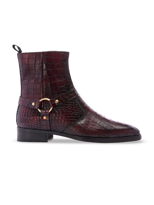 MILLE DOLLARI Men Textured Leather Frontier Boots
